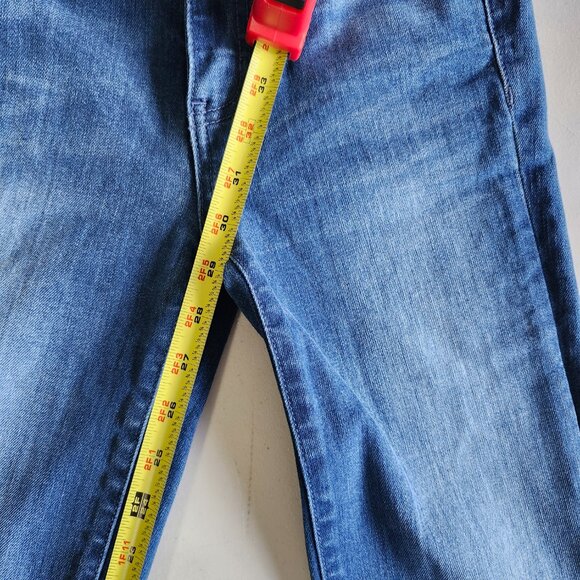 Tory Burch Women’s Size 24 Cropped Kick Flare Jeans Raw Hem Blue Denim - Picture 6 of 6